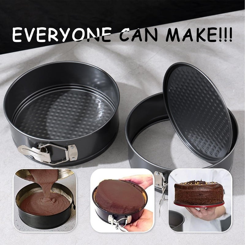 Easynzery 168pcs Cake Pan Sets for Baking + Cake Decorating Supplies: 3 Non-Stick Springform Pans Set (6, 8, 10 inches), Icing Tips – Multi-functional Leak-Proof CheeseCake Pan - Image 3